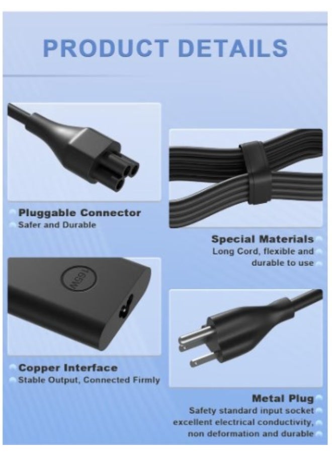 Terabyte 165W USB C Charger Compatible with Dell Precision 3581 3580 5690 5680，Latitude 7640 7340 5540 5440 ，XPS 17 9720 9730，Inspiron-14 16 Plus 7640 7430 Pro Rugged DA165PM210 Laptop - Image 3